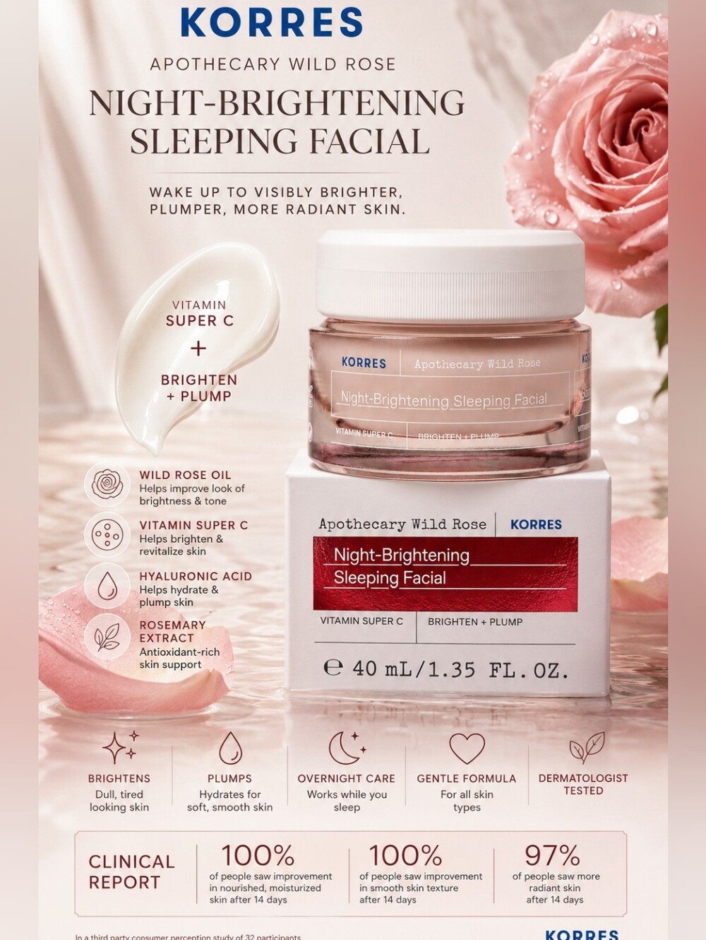 KORRES Apothecary Wild Rose Night-Brightening Sleeping Facial